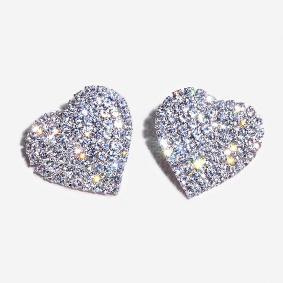 Large Crystal Heart Shaped Earrings - Picture 2 of 10